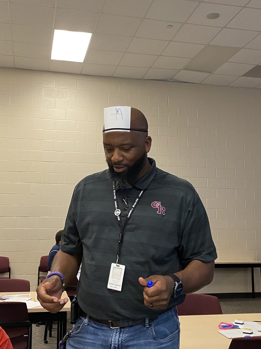 RachelGuid's tweet photo. This is how you know we are a family !!! @MrQFloyd walked in to check on his department and jumped right in to play headbands with us!!! #WeAreGR https://t.co/szAE3Jl9Av