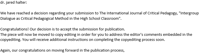 jmhalter316's tweet photo. FINAL-FORKING-LY!!! if you think scientific publishing is not an arduous, rigorous process, this paper offers a counter example. 6 yrs &amp; many rethinks of findings to satisfy the review process @EllenHampshire @dmboyer @DrLaGarrettKing #academia #socialjustice #intergroupdialogue https://t.co/JG02t3VPKI