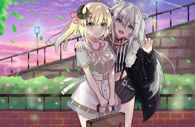 獅白ぼたん ,角巻わため 「#つのまきあーと #ししらーと