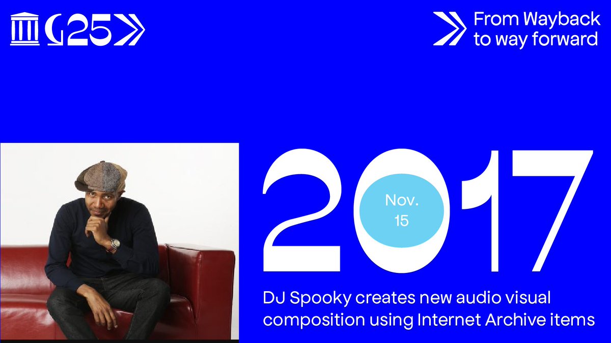 Internet Archive (@internetarchive) on Twitter photo "A symphony about the web"... In 2017, <a href="/djspooky/">Paul D. Miller</a> used Internet Archive data to create an innovative audiovisual composition navigating between art, science and technology. Listen in: archive.org/details/intern…
#InternetArchive25 #composition #musicians <a href="/Hewlett_Found/">Hewlett Foundation</a> "A symphony about the web"... In 2017, <a href="/djspooky/">Paul D. Miller</a> used Internet Archive data to create an innovative audiovisual composition navigating between art, science and technology. Listen in: archive.org/details/intern…
#InternetArchive25 #composition #musicians <a href="/Hewlett_Found/">Hewlett Foundation</a>