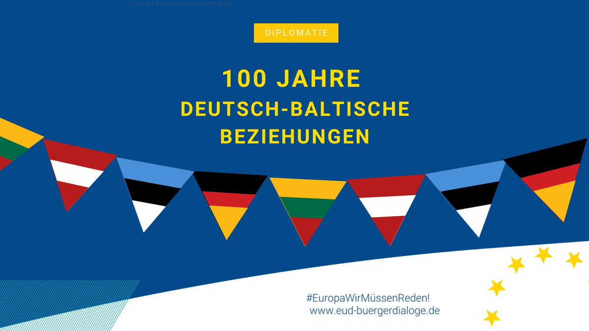 EUD_Dialog's tweet photo. 100 Jahre diplomatische Beziehungen bestehen zwischen dem #Baltikum und Deutschland, die trotz einer langen Pause 1991 wieder aufgenommen wurden. Wie die deutsch-baltischen Beziehungen heute aussehen, könnt ihr in unserem #Jugenddialog nächsten Donnerstag herausfinden🇪🇪🇱🇻🇱🇹🇩🇪 https://t.co/A9jcXCpdvb