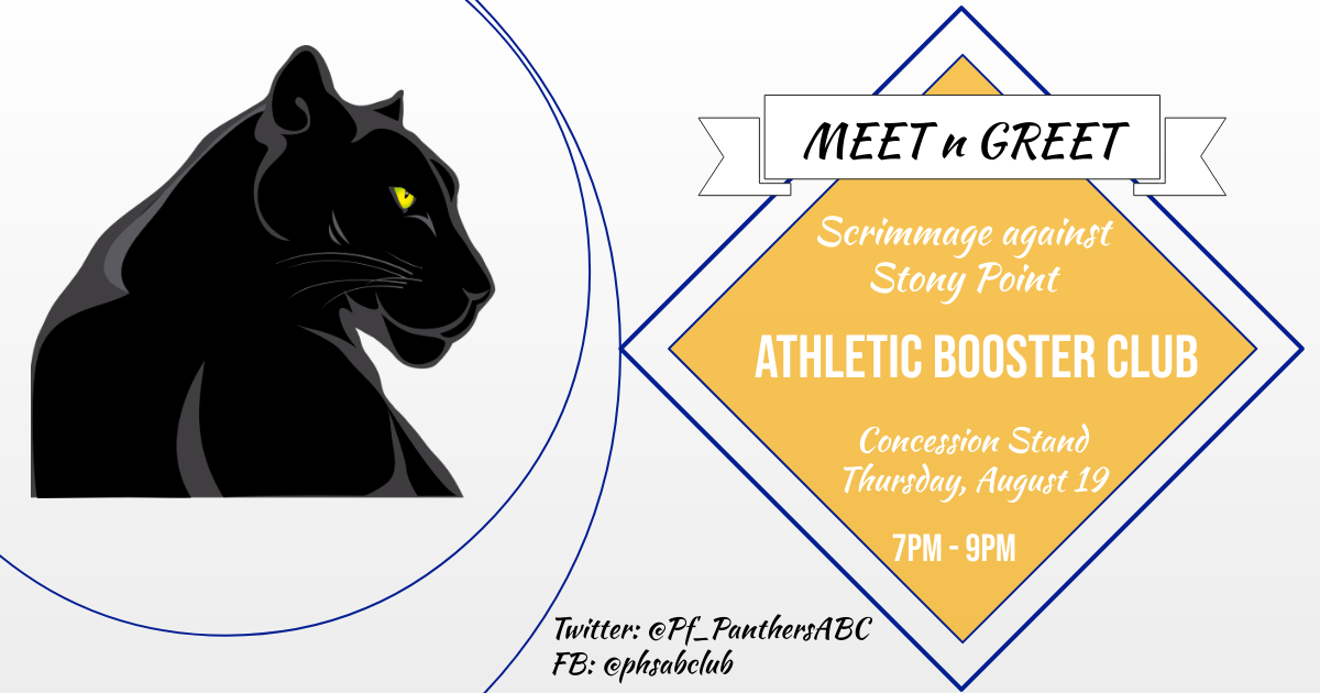 Pf_PanthersABC's tweet photo. Meet the PHS Athletic Booster Club at this Thursday's football scrimmage! #phspanthers #pfamily #pvillepanthers https://t.co/sadLMYvLG2