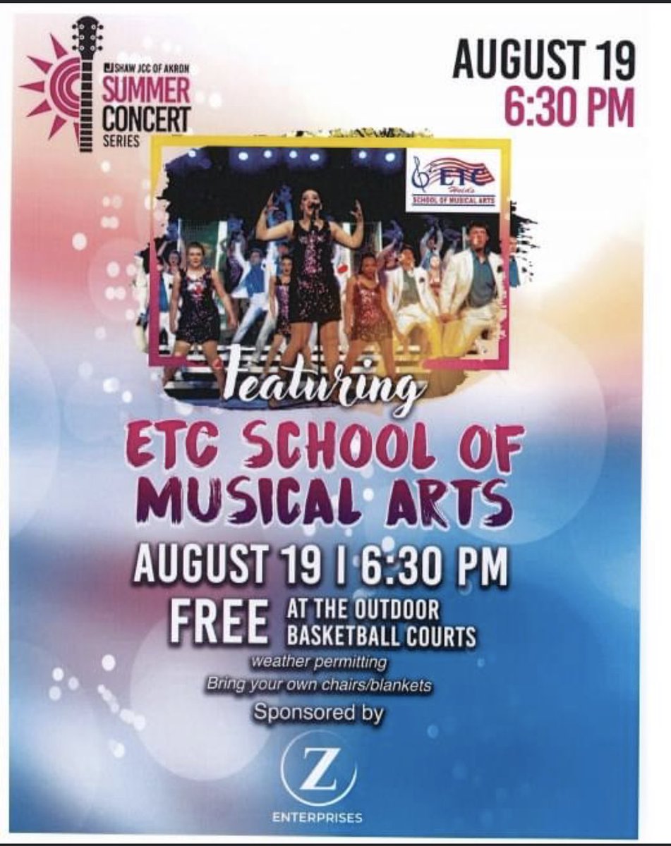 ETC_ShowChoirs's tweet photo. Want to get a super early sneak peak of all 4 of are groups? then come out to our show this Thursday at the Akron Shaw Jewish Center! The show starts at 6:30pm and We will be performing on the outdoor basketball courts! Come and support us early in our season! #heidsetc https://t.co/TRKlv1rXJw