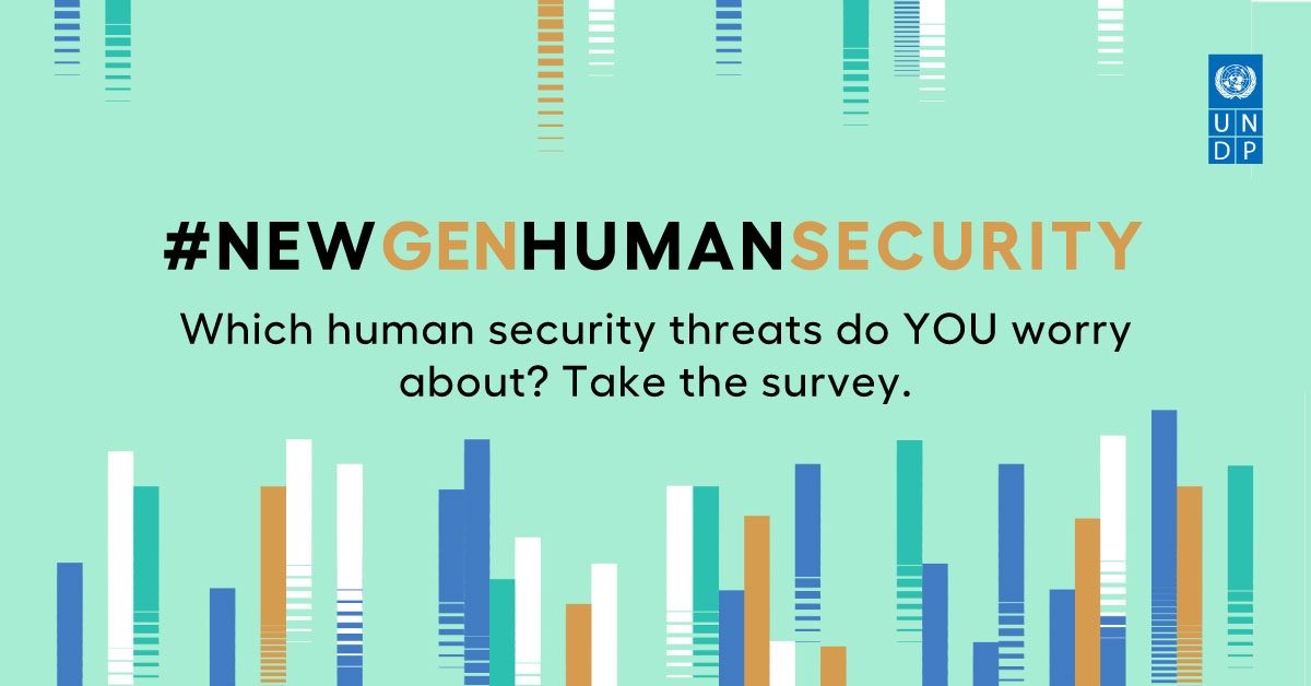 HDRUNDP's tweet photo. The concept of #HumanSecurity is evolving as risks old and new put our society to the test and threaten #humandev.
What does Human Security mean to you? Take our survey & contribute to our understanding of this crucial concept: https://t.co/z8zv9RGQ75 #NewGenHumanSecurity https://t.co/Dp7M4Coz53