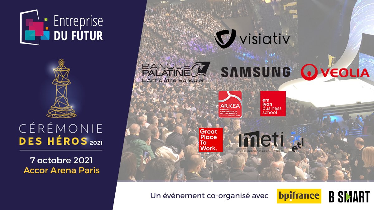 [Cérémonie des HEROS] ✨
📅 Le 7 octobre à l'<a href="/Accor/">Accor Group</a> Arena Paris, ne manquez pas le rendez-vous incontournable de la relance sur le plus grand rassemblement #Business d'Europe !
Un événement #EDFutur co-organisé avec <a href="/Bpifrance/">Bpifrance</a>  &amp; <a href="/B_SMART_TV/">B SMART 4Change</a>.

➡️ cutt.ly/Dmvyv29