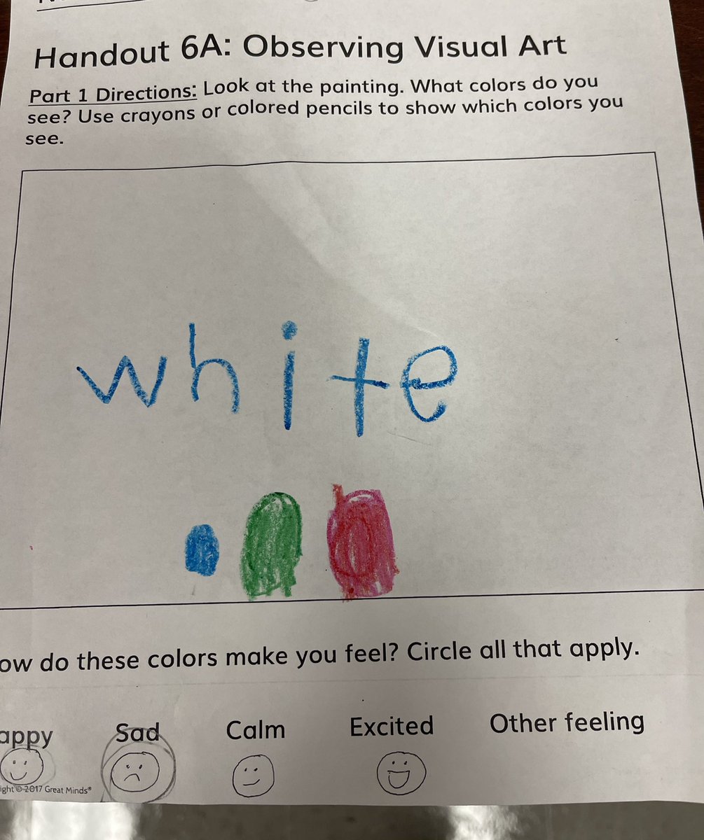 jess_stanfill's tweet photo. Today we observed visual art.  Students analyzed the colors the artist used as well as the shapes.  #GuildStrong #SumnerArchives https://t.co/8KgzQDxsMd