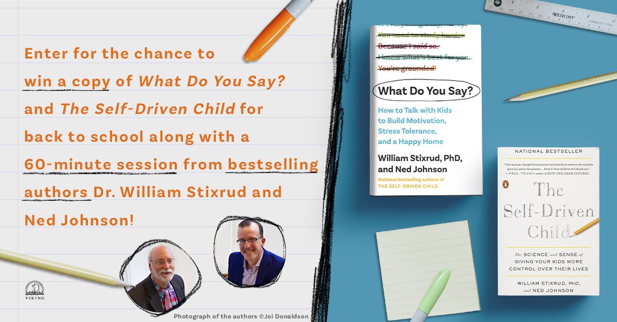 VikingBooks's tweet photo. Dr. William Stixrud and @NedJohnson's WHAT DO YOU SAY? is now on sale! 🎉We're celebrating publication with a giveaway of a 60-minute session with the bestselling authors AND copies of their books! 📚 Enter here: https://t.co/AgooT6bZ94 https://t.co/hx8jHd9Is9