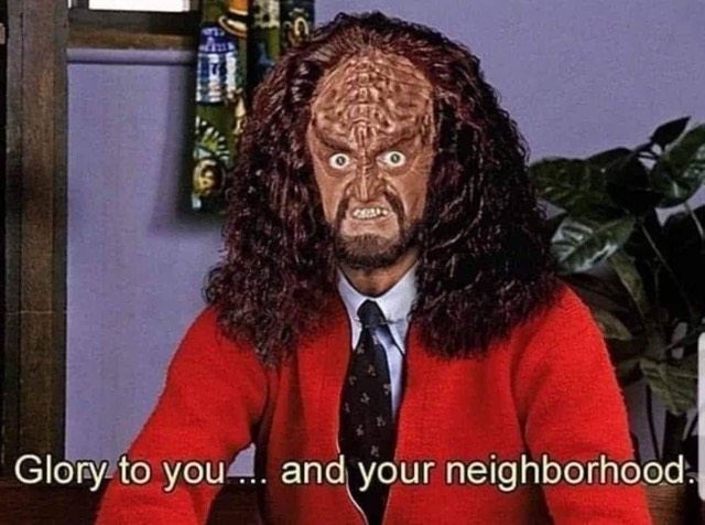 GNN_Home's tweet photo. Would you be his neighbor? I think he'd be a hoot to live next to! ~db~
#StarTrek #deepspace9 #DS9 #Gowron #mrrogers #wontyoubemyneighbour #klingon #RobertOReilly #TNG #startrekthenextgeration #klingonfun #startrekmemes #bhfyp #geeknewshq https://t.co/HFiXbAIbOk