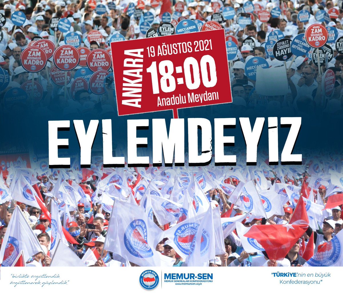 Büyüyen Türkiye'den Payımızı İstiyor
#Ankara'da Eylem Yapıyoruz

Kamu görevlilerinin beklentisini karşılayacak
Alım gücünü yükseltecek
Enflasyonu ezecek
Refahı getirecek yeni bir teklif gelmeli

📍Ankara Anadolu Meydanı
🗓️19 Ağustos / Perşembe
🕧18.00

#MemuraAdilTeklifGelmeli