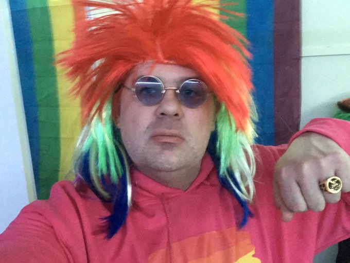 2 pic. I Cloud00a /Steven  Having fun wearing ????????PRIDE rainbow ? wig https://t.co/UA3p2P8SHP https://t