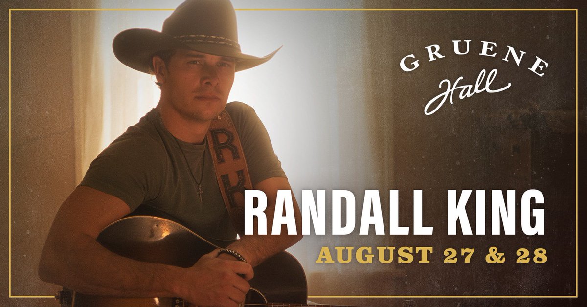 Randall King (@randallkingband) on Twitter photo New Braunfels! We’ve got back to back nights at <a href="/GrueneHallTX/">Official GrueneHall</a> on 8/27 & 8/28! Get your tix here: pages.e2ma.net/pages/1892456/… New Braunfels! We’ve got back to back nights at <a href="/GrueneHallTX/">Official GrueneHall</a> on 8/27 & 8/28! Get your tix here: pages.e2ma.net/pages/1892456/…