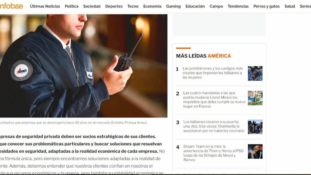 alfiescom's tweet photo. "El rol estratégico de las empresas de seguridad privada"  publicado hoy por INFOBAE con la participación y testimonio de ARSEC Seguridad Privada

@infobae
@arsecseguridad 

NOTA COMPLETA 
https://t.co/icDqErwfZ3 https://t.co/vPnCoYJoNc