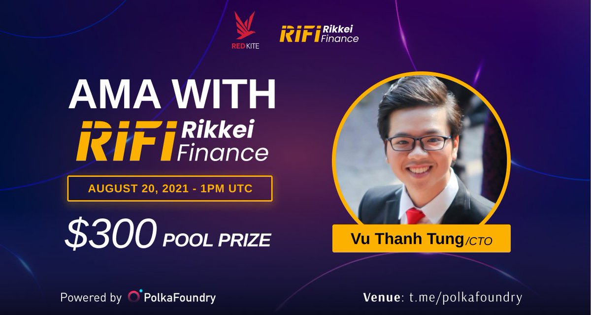 redkitepad's tweet photo. Join us in an AMA with @RikkeiFinance, a game-changing DeFi platform with open lending system

⏰Time : August 20, 1 PM UTC
🤑Reward: 300$ 

Rules:
1️⃣ Follow @PolkaFoundry &amp; @RikkeiFinance
2️⃣ Like &amp; Retweet &amp; drop ONE question
3️⃣ Join https://t.co/lEvAIqyOiB 

$PKF #RedKite https://t.co/hiI6DrVj1Z