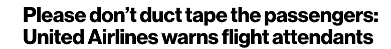 OrthelandoftheG's tweet image. Counterpoint: Please DO duct tape the unruly passengers who assault others or attempt to open the plane mid-flight.
#PointCounterpoint #NYPost