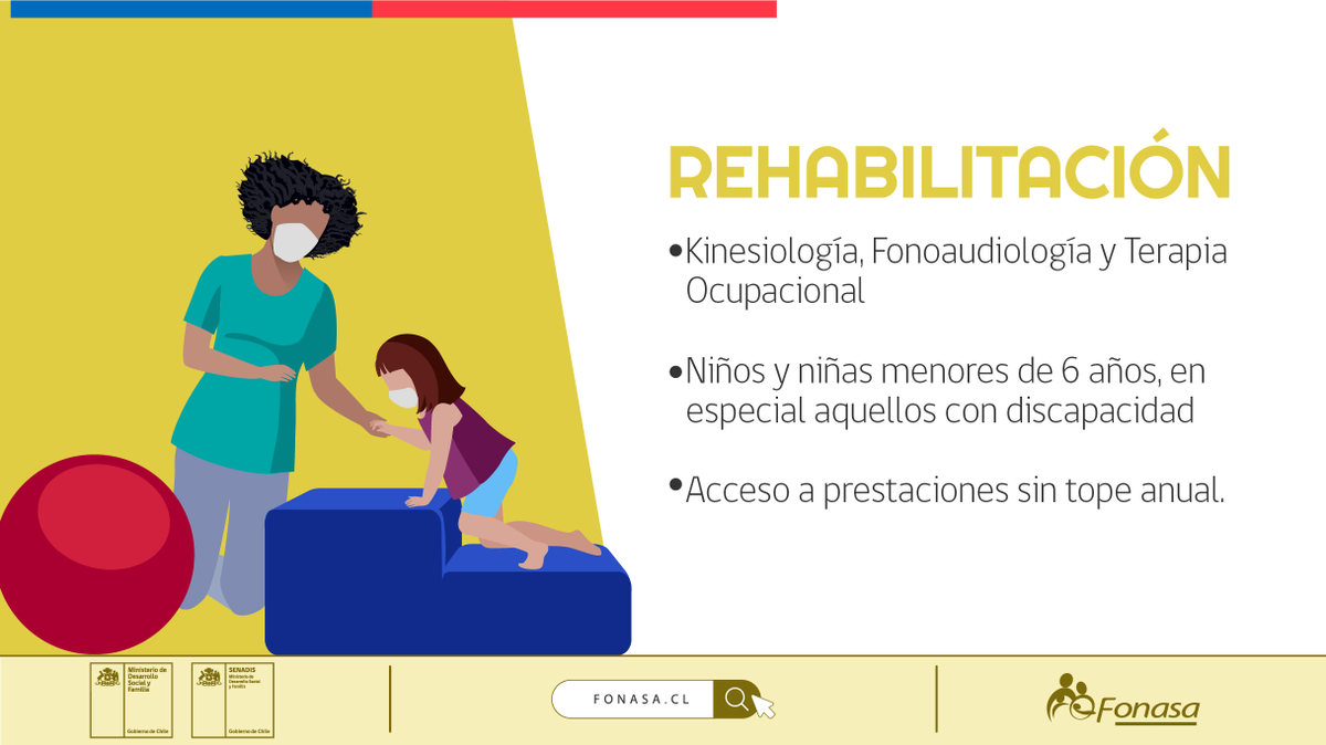 senadis_gob's tweet photo. 🔶 Niñas y niños menores de 6 años serán beneficiados con prestaciones sin tope anual en Kinesiología, Terapia Ocupacional, Fonoaudiología, Psiquiatría Pediátrica y Psicología. Incluidos niñas y niños con discapacidad ✅ https://t.co/lbo2vxMufp