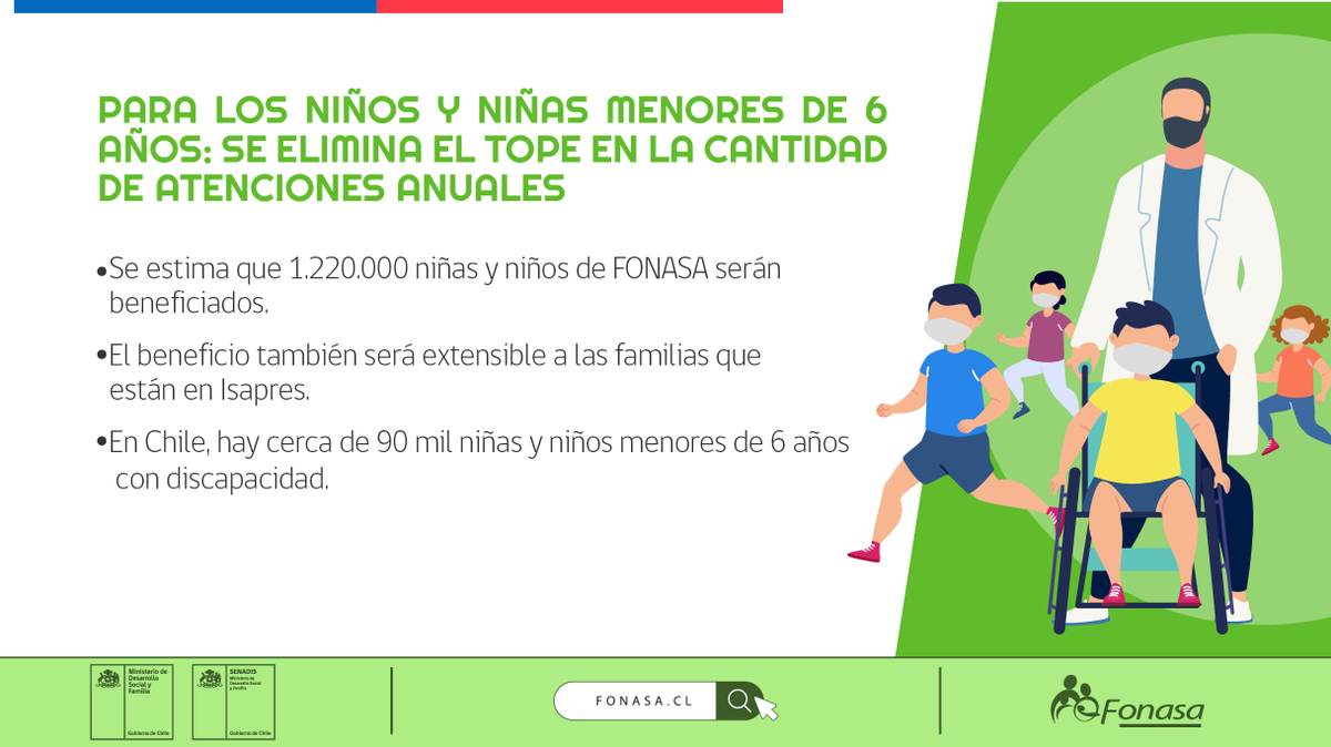senadis_gob's tweet photo. 🔶 Niñas y niños menores de 6 años serán beneficiados con prestaciones sin tope anual en Kinesiología, Terapia Ocupacional, Fonoaudiología, Psiquiatría Pediátrica y Psicología. Incluidos niñas y niños con discapacidad ✅ https://t.co/lbo2vxMufp