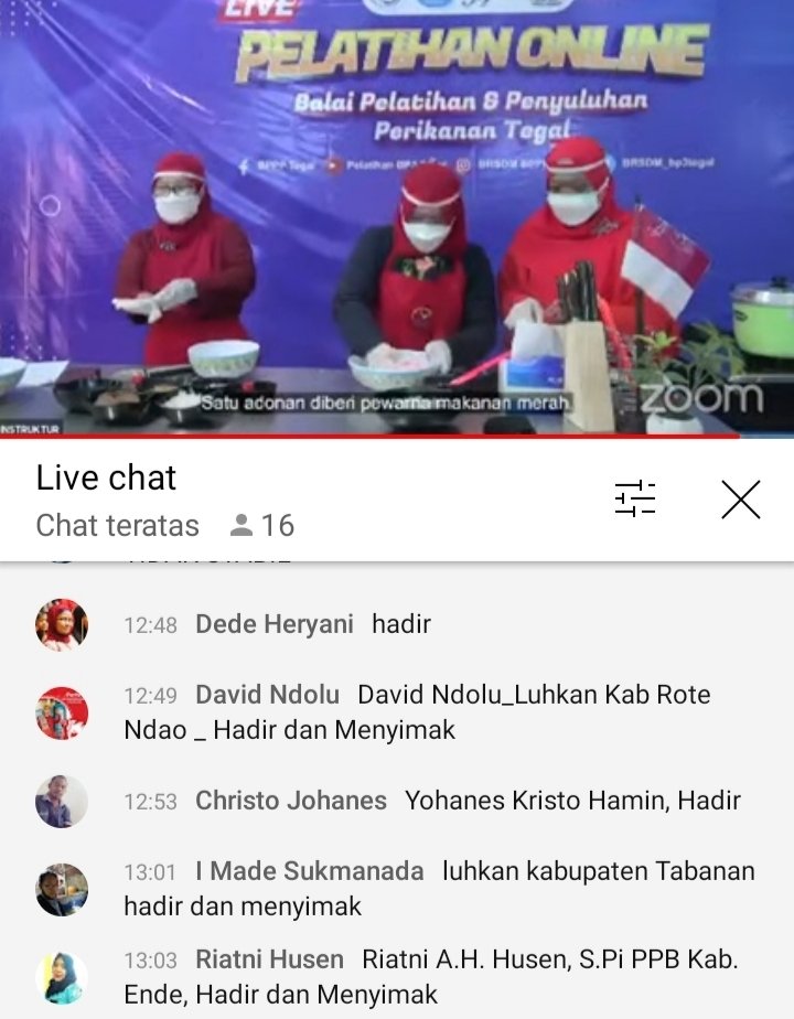 riatnichen's tweet photo. Selasa,17/08/2021,Riatni A.H. Husen,S.Pi,Luhkan Kab.Ende mengikuti Pelatihan Online Pembuatan Klepon Rumput Laut Merah Putih edisi HUT RI Ke-76 diselenggarakan oleh @BRSDM_bp3tegal via youtube
#giatluhkansatminkalgondol
#kabende 
@puslatluhkp
@RISET_GONDOL
@brsdm_kp
@lapregiwati https://t.co/JoYlvU8Tyv