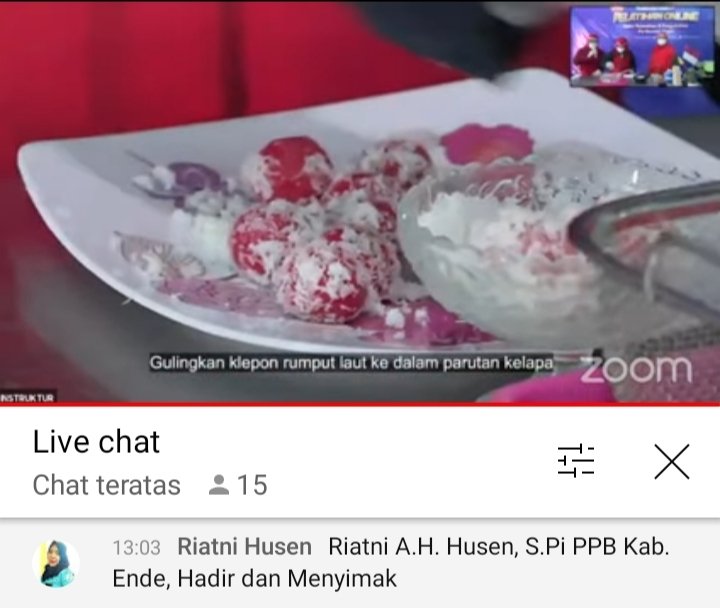riatnichen's tweet photo. Selasa,17/08/2021,Riatni A.H. Husen,S.Pi,Luhkan Kab.Ende mengikuti Pelatihan Online Pembuatan Klepon Rumput Laut Merah Putih edisi HUT RI Ke-76 diselenggarakan oleh @BRSDM_bp3tegal via youtube
#giatluhkansatminkalgondol
#kabende 
@puslatluhkp
@RISET_GONDOL
@brsdm_kp
@lapregiwati https://t.co/JoYlvU8Tyv