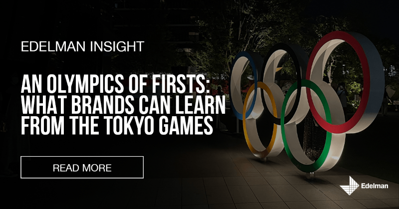 EdelmanPR's tweet photo. Meghan Barstow, @EdelmanJapan’s president, shares several new learnings that this year’s Games unlocked when it comes to engaging stakeholders in the future.