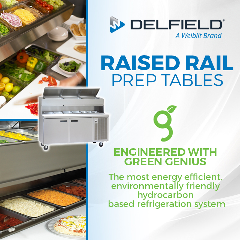 Looking to increase your kitchen's efficiency? <a href="/WelbiltInc/">Welbilt</a> Delfield's Dual rail prep tables have a second, elevated rail to improve production without adding to the footprint. Contact your local PRIDE Dealer today for more information! #foodprep #refrigeration #pizza #sandwich