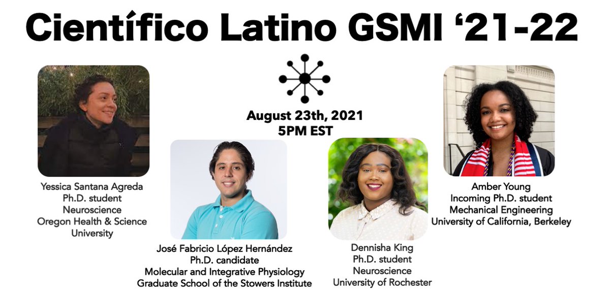 Announcing our first WEBINAR of the academic year... 😍🚀✨

Join us on MONDAY for an overview of the STEM grad school application process, led by members of our team, <a href="/yessicasantana_/">Yessica Santana Ágreda</a>, <a href="/JFabricioLH/">J. Fabricio (Fibo) López Hernández</a>, <a href="/denns_neurons/">Dennisha King</a>,&amp; Amber Young! ❤️

REGISTER here!! 👇🏽
eventbrite.com/e/overview-of-…