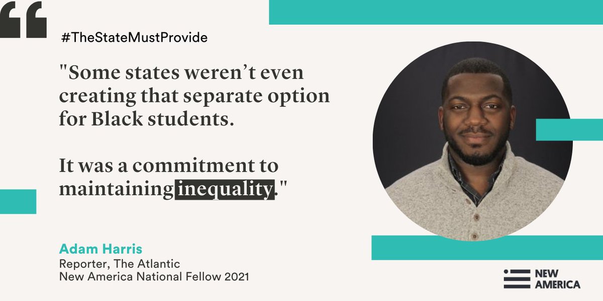 NewAmericaEd's tweet photo. A Supreme Court ruling said #TheStateMustProvide a separate #highered option for Black students in the state, but some states weren’t even creating that separate option. 

"It was a commitment to maintaining inequality." https://t.co/GbmmMkCCfp
