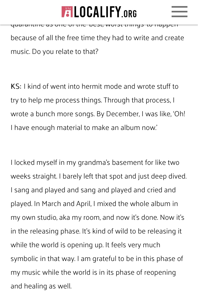 skyewalker0's tweet photo. thank uuu @LocalifyMusic for the interview and for talking with me about my upcoming album release (out in 3 days!!! AH!!)✨⁣ Making an album during covid was an experience. link to read the full article!: https://t.co/xQltAX1fgd https://t.co/hoGcMygJik