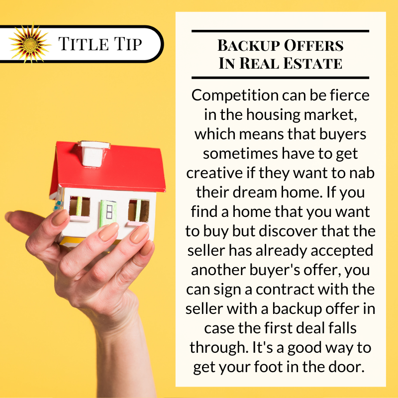 TitleJunction's tweet photo. When writing up the terms for a backup offer, both the buyer and the seller must agree on the level of flexibility, such as the buyer having the option to cancel and make an offer on another home in the meantime, if mutually agreed upon.#TitleTipTuesday https://t.co/jRGe6BWkvC