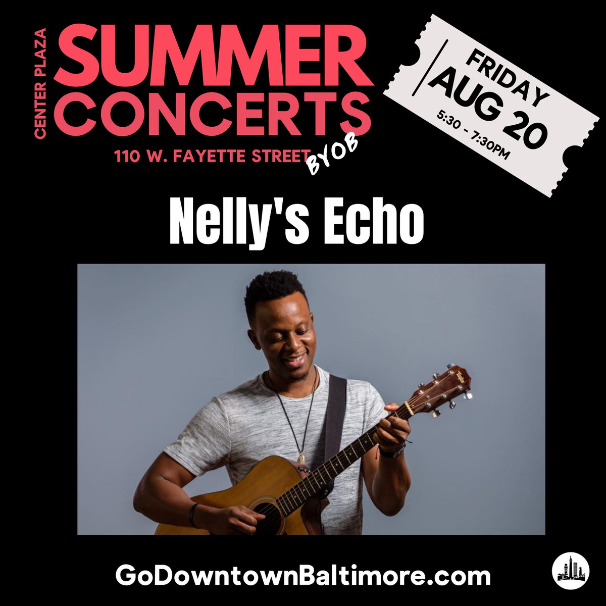 Downtown Partnership of Baltimore (@downtownbalt) on Twitter photo The hits keep coming. Our #free outdoor concert series continues on Friday, August 20, with one of our favorite acts, <a href="/Nellysecho/">Nelly's Echo</a>. #Kickstart your weekend with us in #CenterPlaza. BYOB. godowntownbaltimore.com/center-plaza-s… The hits keep coming. Our #free outdoor concert series continues on Friday, August 20, with one of our favorite acts, <a href="/Nellysecho/">Nelly's Echo</a>. #Kickstart your weekend with us in #CenterPlaza. BYOB. godowntownbaltimore.com/center-plaza-s…