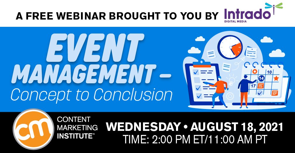 Tomorrow join our LIVE panel discussion with <a href="/CMIContent/">Content Marketing Institute</a> &amp; learn about the latest event management technology that lets you to seamlessly deliver an immersive experience. Register now! news.contentinstitute.com/intrado8_18_21… #FacesIn2Places #EventPlanners #marketers <a href="/INXPO/">INXPO (now Notified)</a> <a href="/Notified/">Notified</a>