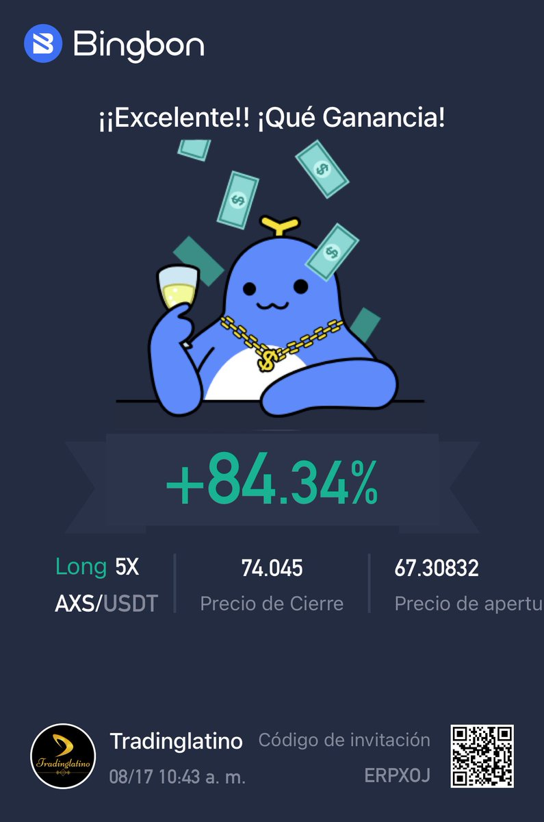 Recuerden que yo estoy operando long en partner.bingbon.com/TradingLatino