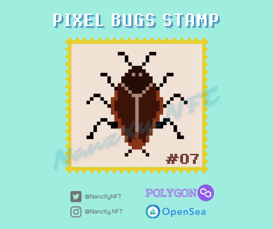Ravee933's tweet image. Drop alert‼️ i just drop new item Bug stamp. 
Common level : 0.0045 eth
Inspired by cockroach 🪳 

Check it out : opensea.io/assets/matic/0…

#nft #nftart #pixelbug #bugstamp #pixelart #NFTCommunity #PolygonNetwork #opensea
