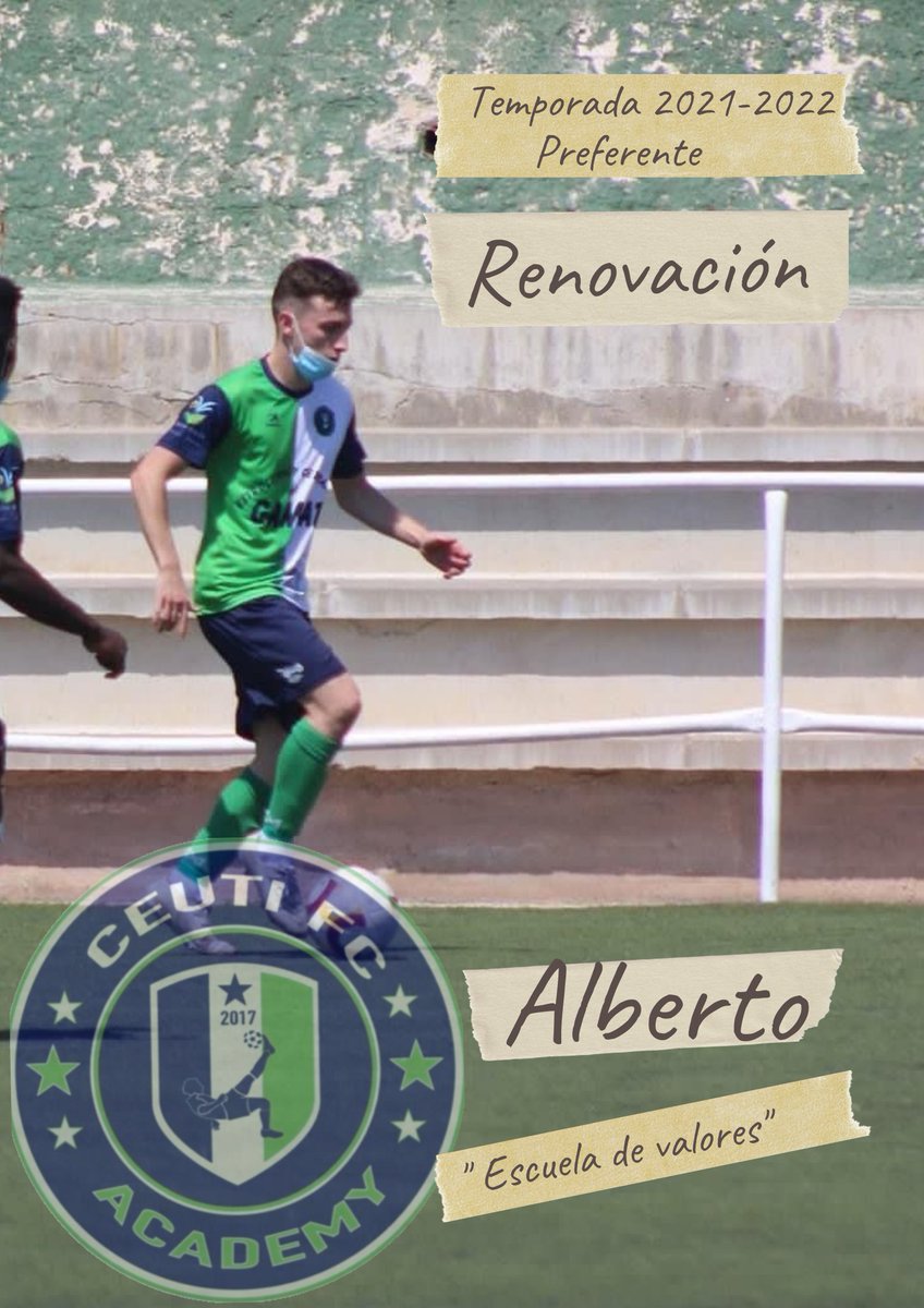 ceutifc's tweet photo. Renovación
Os presentamos la renovación de uno de nuestros jóvenes valores, @albertog10_
Alberto, otro jugador local, muestra todos los valores a seguir por nuestra cantera para llegar al primer equipo,constancia y sacrificio.
Magia y calidad para nuestro centro del campo 🎩 https://t.co/HoMCNoEd2W