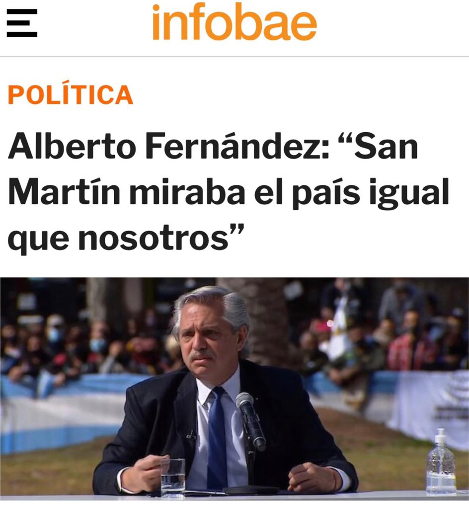 Ricardo López Murphy (@rlopezmurphy) on Twitter photo San Martín luchó por un país libre, usted se empeña en una Argentina esclava de los impuestos, los planes sociales y la resignación, <a href="/alferdez/">Alberto Fernández</a>. San Martín luchó por un país libre, usted se empeña en una Argentina esclava de los impuestos, los planes sociales y la resignación, <a href="/alferdez/">Alberto Fernández</a>.