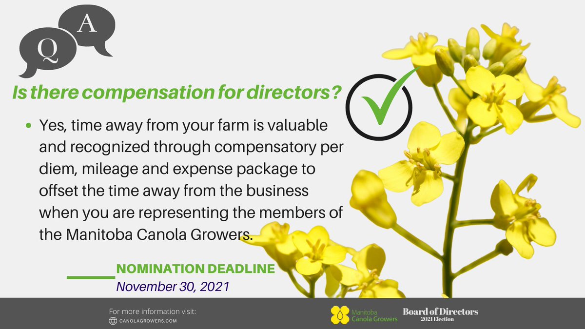 2021 is an election year for the Manitoba Canola Growers! 

Interested in joining our board?  Learn more and find both digital and printable nomination forms here.  
canolagrowers.com/about-mcga/ele… 

Nomination Deadline: November 30, 2021