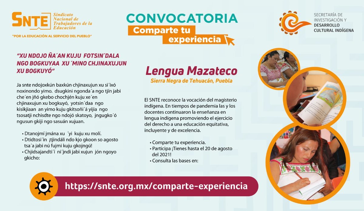 RigobertoRmr13's tweet photo. #TodosSomosUno 🙋‍♀️🙋
#NosVemosEnLaEscuela 🏤

👉#Mazateco Sierra Negra
Tehuacán, Puebla👈
La práctica docente en educación indígena por la pandemia #COVID19 🦠 innovó para sus clases a distancia 👨‍🏫🔛👦 Comparte tu experiencia ✔️

👉Convocatoria #SNTE 🍎📚
https://t.co/BTQokxojsK https://t.co/CJzDbqbnQ1