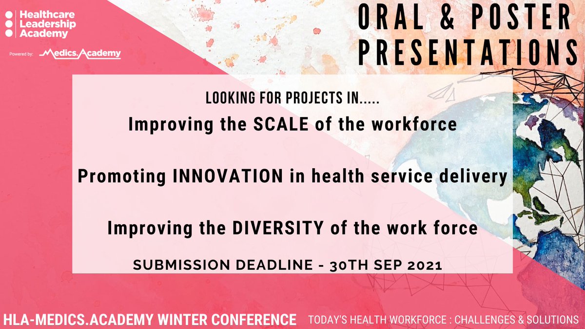 HLA_int's tweet photo. Do you have a project involving #workforce challenges, promoting #innovation or #diversity?? If so, our @HLA_int @MedicsAcademy conference would love to hear from you!

Register now! https://t.co/53050oDo07

DEADLINE 30th September!! 

@wearetams 
@In2MedSchool https://t.co/C2VscgmQDO