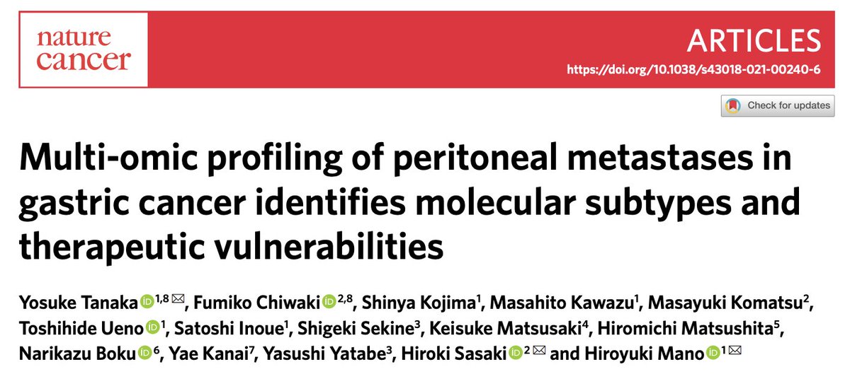 Nice work in understudied area in cancer (peritoneal disease and ascites), knowledge gap and clinical unmet need in gastric cancer.  @NatureCancer @nresearchnews 

rdcu.be/cuzS9

doi.org/10.1038/s43018…