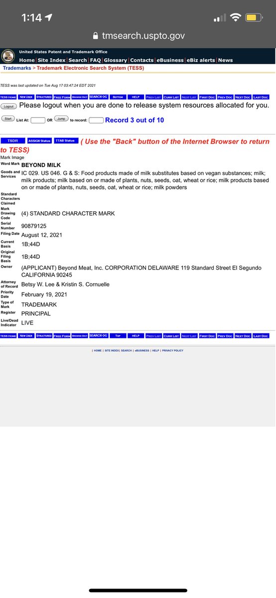 MakeYourIPpop's tweet photo. Looks like #BeyondBurgers may be expanding into milk with the recent filing of an Intent to Use #trademark application for #BeyondMilk #brand @InventionAtty @BizLawFirm @tmlawyermag @trademarkupdate https://t.co/LFfEGjvbSh