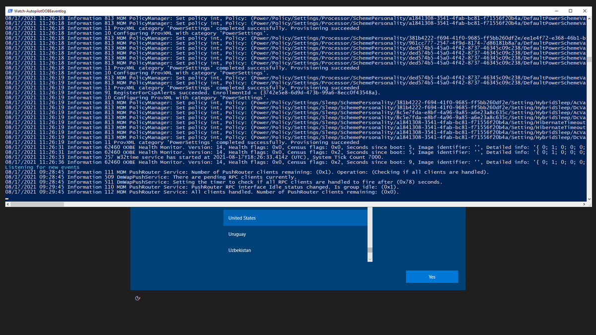 SeguraOSD's tweet photo. #AutopilotOOBE 21.8.17 Released
This update includes an Watch EventLog function that runs in a minimized PowerShell window to capture ALL the same Event Logs as the MDM Diagnostics Tool in real-time #OSD #OSDeploy #Autopilot https://t.co/ihdwWKKAoO