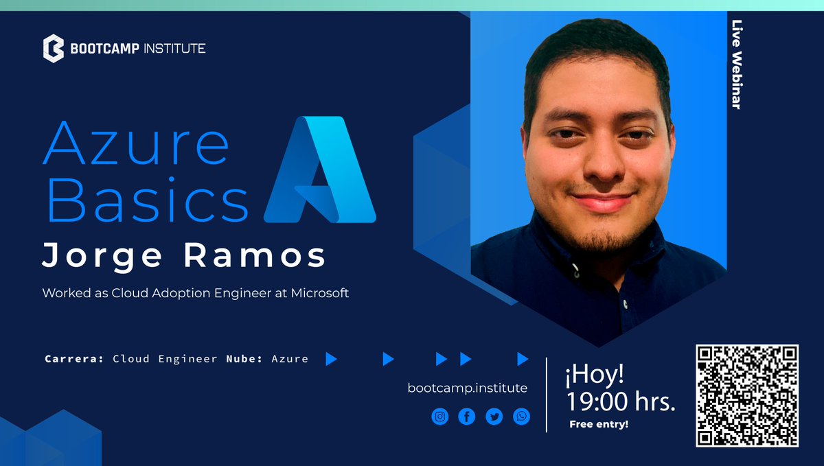 bootcamp_LATAM's tweet photo. 📢  ¡Aún estás a tiempo para asistir al Webinar: Azure Basics! 📢 

Recuerda que es gratuito y quedan pocos lugares.
👉 Regístrate aquí: https://t.co/02hDD4yBBw
🗓 Martes 17 de agosto 19:00 hrs. (CDT) https://t.co/51ADYkGGdx