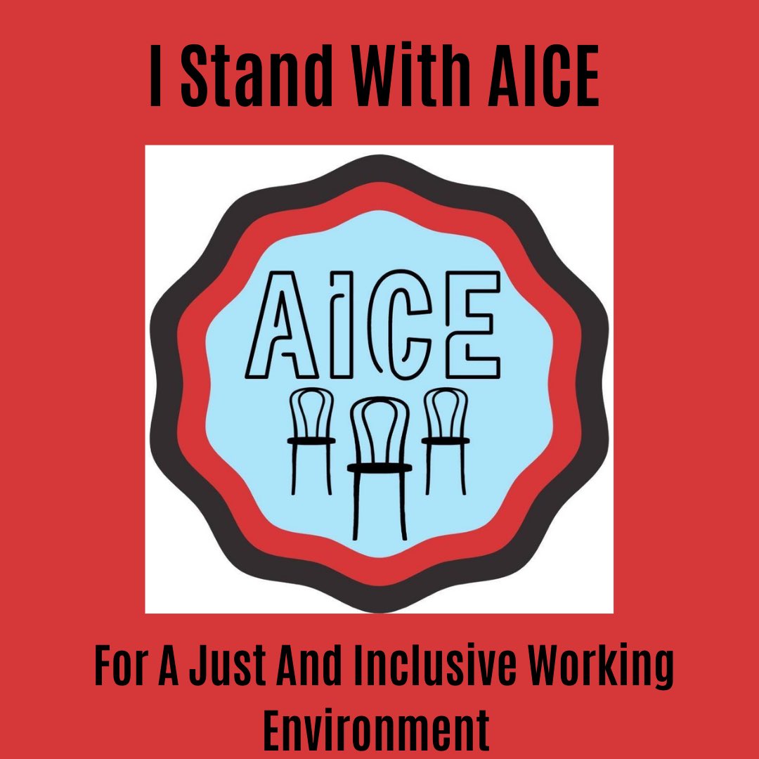 I stand with <a href="/AICEunion/">AICE</a> (Association of International Comedy Educators) as we negotiate for a just work environment with a workforce that is representative of the cities in which we live. #AICEToronto #AICEHollywood #AICEChicago #AICEstrong #AICEunity
