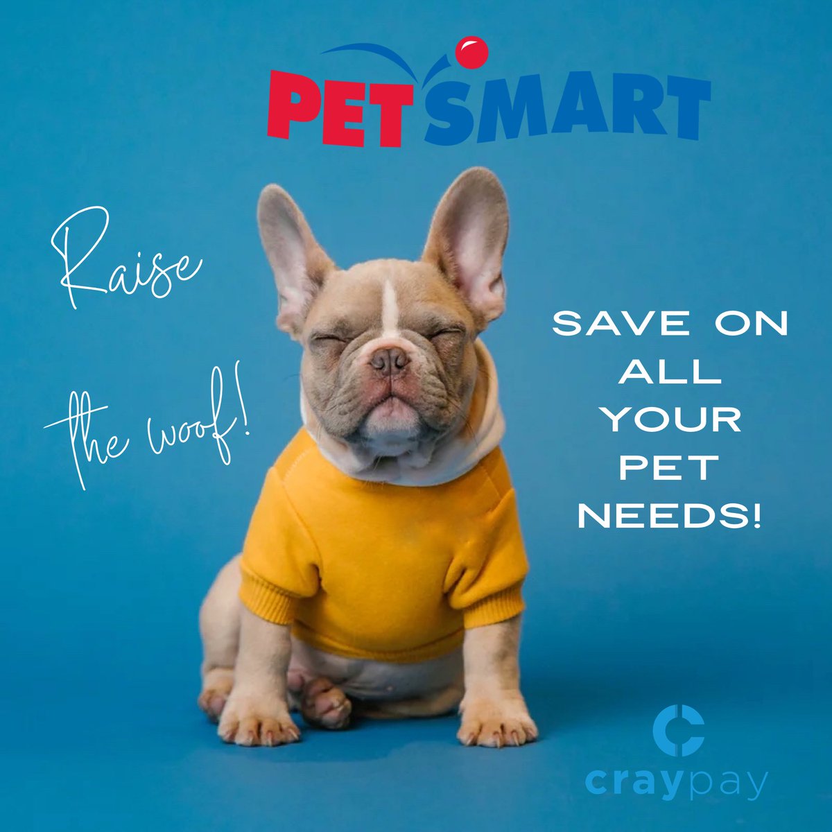 craypayapp's tweet photo. PAWSOME NEWS!🐾  Now you can save instantly @petsmart on all your fur baby needs with #craypayapp! So paw-fect! 🐶📱 #craypay #woofwoof https://t.co/gcUau1ulXq
