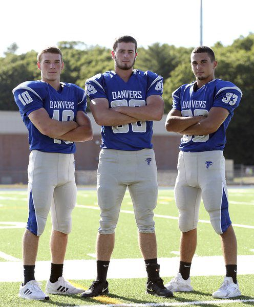 DanversFootball's tweet photo. Quinn Holland,  #33 captained the Falcons to a 9-2 record, 4 year starter and was All-league.  Holland joins Walfield, Andreas, and Russ Canova (who coached Fall2)  as alums who returned to coach the Falcons.  One of the toughest and intense players to wear the Blue and White. https://t.co/4x7wrmKByw