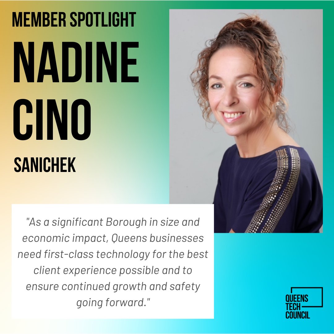 QueensChamber's tweet image. For this week’s #QueensTechCorner, we spoke with Nadine Cino, CEO of @sanichekny, a Queens-based sanitation technology start-up that has been working harder than ever during the pandemic to keep New Yorkers safe.

#QueensTechCorner #QueensTech #TechInQueens