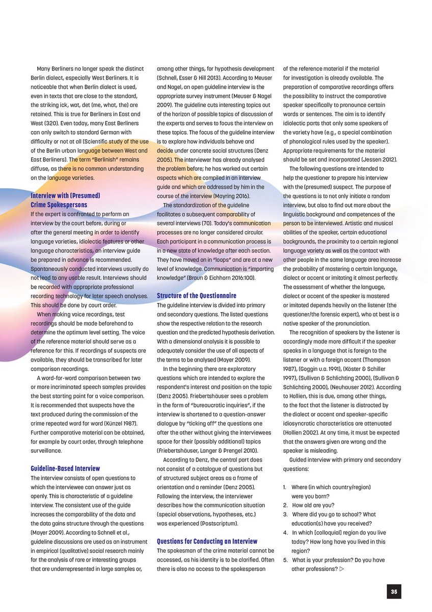 doktorsteb's tweet photo. (2) Part 2 of the research text focuses on possible #voicedisguise and #imitation of #dialects. Different types of disguise can be categorized, which are assigned to the categories #voice tone generation, language and way of speaking.
#guidelineinterview
https://t.co/TSJHzEpQ6j https://t.co/JzgeFOftpr