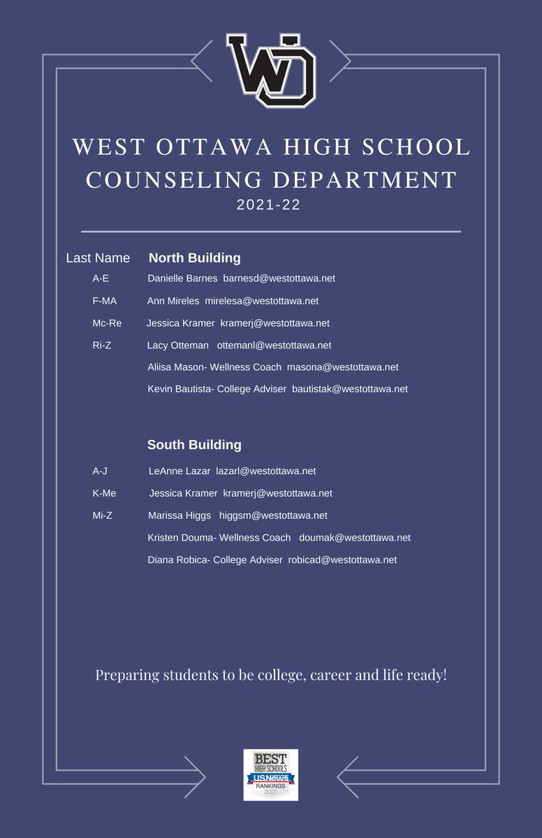 The <a href="/WOCounseling/">WO Counseling</a> Department is growing at WOHS and is now home to 6 school counselors, 2 wellness coaches and 2 college advisers!!!  So excited about this amazing team comprised of caring and talented individuals. #GoWO