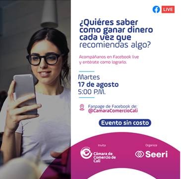 camaracali's tweet photo. #Imperdible 🔴Conéctate hoy martes 17 de agosto, a las 5 p.m., en este Facebook Live con #Seeri y descubre cómo ganar dinero cada vez que recomiendas algo. 
Ingresa aquí 👉 https://t.co/ij2bavvCux https://t.co/S7H0ZJEAum