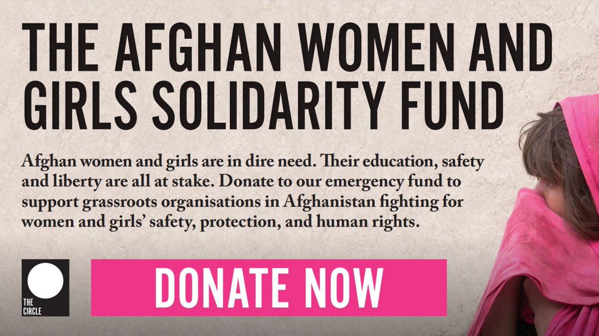 Join me in supporting @TheCircleNGO's 'Afghan Women and Girls Solidarity Fund'. Women's lives, education, safety & liberty are at risk, please donate! bit.ly/2OoGVuN #Afghanistan #AfghanWomen