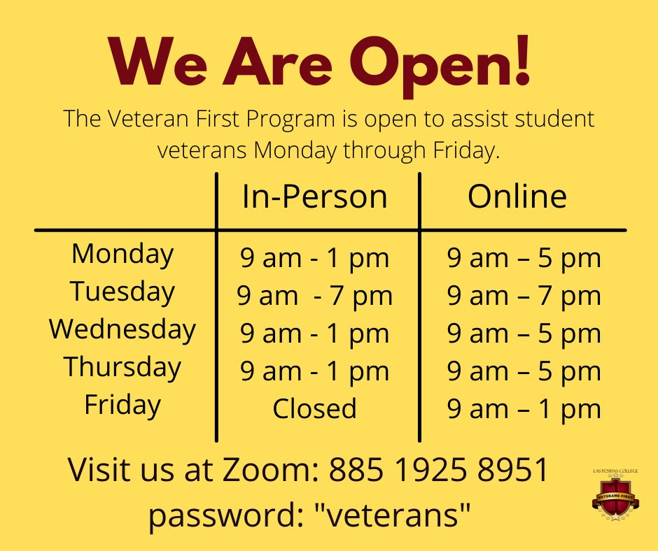 LpcVeterans's tweet photo. The Student Veterans Center is opening for the fall semester. We are here to help! https://t.co/tBCV4CNdXg
